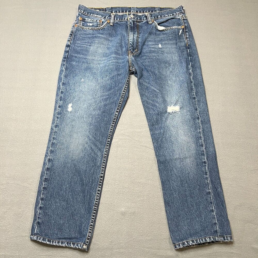 Levis 511 Jeans Men's 38 X 30 Blue Denim Medium Wash Straight Leg Distressed